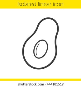 Avocado linear icon. Thin line illustration. Halved avocado with seed contour symbol. Vector isolated outline drawing