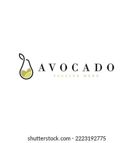 Avocado Logo Design Konzept für Business und Branding. Vorlage für frisches Obst-Logo, Vektorgrafik. Avocado Logo-Vorlage