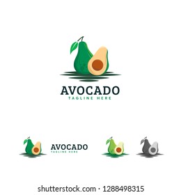 Avocado logo designs emblem, Fresh Avocado fruits symbol