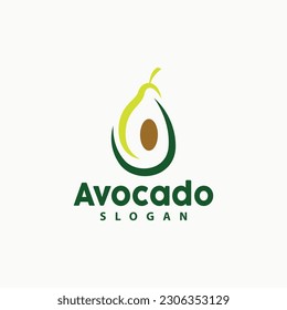 Logotipo de aguacate, vector de frutas fresco, diseño de iconos de símbolos