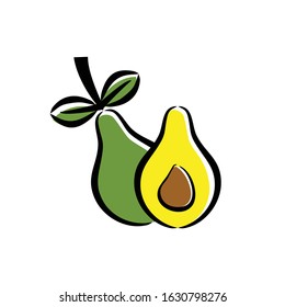 Avocado logo. Fresh avocado fruits vector.