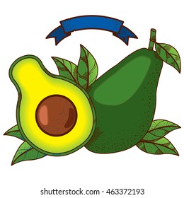 Avocado logo. Fruit design element. Summer bar.
