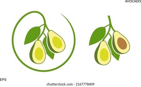 Logo de aguacate. Vocado aislado sobre fondo blanco