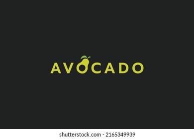 Logo de aguacate con letras y aguacate como letra "O"