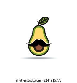 Avocado Logo with Mustache. Playful and Colorful Design. Great for Logo, Brand or Business Icon, Drink Juice or Others.