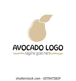 Avocado logo. Playful brand identity illustration. Fruit logo template. Juice brand concept. Healthy vegetarian branding. Fruit symbol sign design.