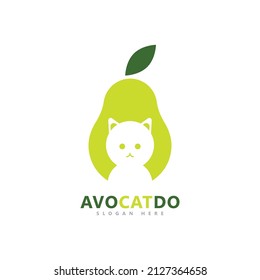 Avocado logo simple shape with cat in the shape 