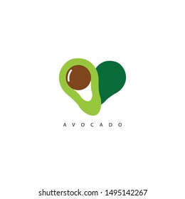 avocado logo with simple shapes and fresh colors and the shape of two pieces like love made this design. modern, unique.