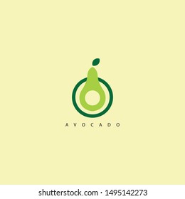avocado logo with simple shapes and fresh colors and circle shapes make this design. modern, unique, elegant.