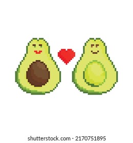 Avocado love vector icon. Pixel art. 8 bit logo for game. eps10