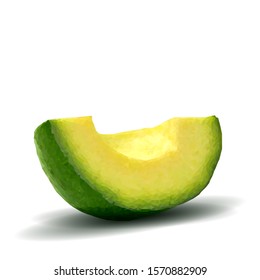 Avocado low poly. Fresh, nutritious and tasty avocado. Symbols of fruits. Elements for label design. Fruits ingredients in triangulation technique. Vector illustration.