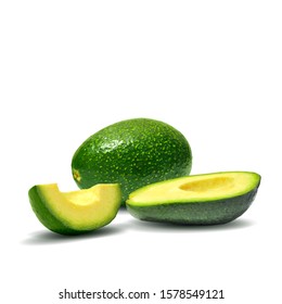 Avocado low poly. Fresh, nutritious and tasty avocado. Symbols of fruits. Elements for label design. Fruits ingredients in triangulation technique. 