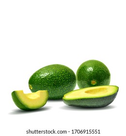 Avocado low poly. Fresh, nutritious and tasty avocado. Symbols of fruits. Elements for label design. Fruits ingredients in triangulation technique. 