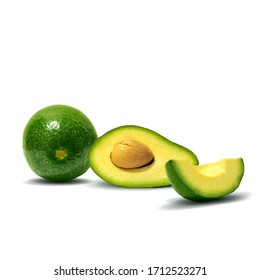 Avocado low poly. Fresh, nutritious and tasty avocado. Symbols of fruits. Elements for label design. Fruits ingredients in triangulation technique. 