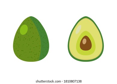 An avocado made in simple flat style isolated on white background. Good for projects.