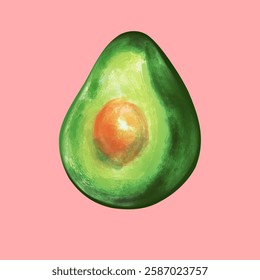 Avocado made in watercolour style isolated. Vector healthy food. Antioxidant super food picture