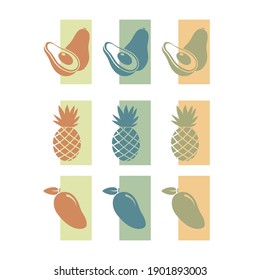 avocado mango pineapple tropical fruit logo