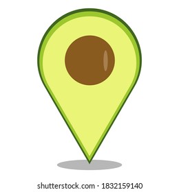 Avocado map pointer navigation icon isolated. Avocado logo vector template