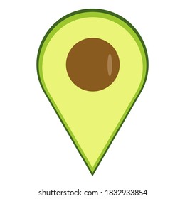 Avocado map pointer navigation icon isolated. Avocado logo vector template