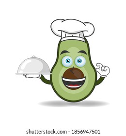 El personaje de la mascota Aguacate se convierte en chef. ilustración vectorial