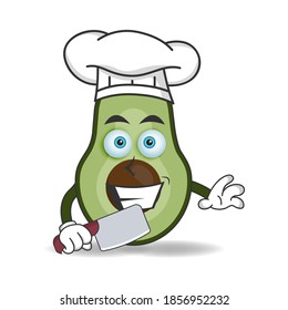 The Avocado mascot character becomes a chef. vector illustration