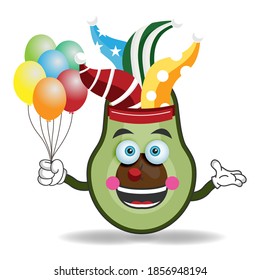 The Avocado mascot character becomes a clown. vector illustration