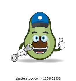 The Avocado mascot character becomes a mechanic. vector illustration