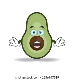 Avocado mascot character with shocked expression. vector illustration