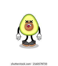 avocado mascot illustration is dead , character design