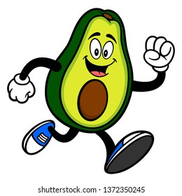 Avocado Mascot Running - A cartoon illustration of a cute Avocado mascot.