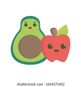 avocado mascot set vector graphic with expression on face