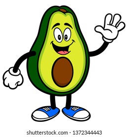 Avocado Mascot Waving Cartoon Illustration Cute Stock Vector (Royalty ...