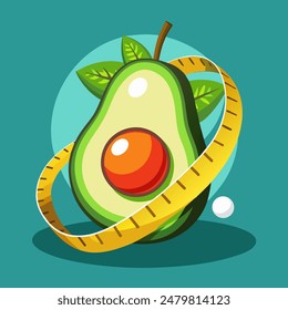 Avocado with a measuring tape as a way to lose weight