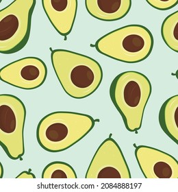 Avocado minimal abstract vector seamless repeat pattern.