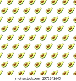 Avocado minimal abstract vector seamless repeat pattern. Seamless vector pattern with avocado halves for print, fabric and organic, vegan.