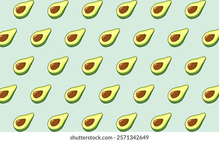 Avocado minimal abstract vector seamless repeat pattern. Seamless vector pattern with avocado halves for print, fabric and organic, vegan.
