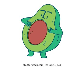 Aguacate naturaleza fruta vegetal personaje dibujo niños arte de dibujos animados colorido conjunto de iconos de diseño