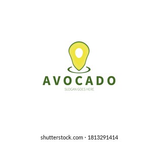 Avocado navigation, gps, geo, map, point Logo Concept. Vector Design Illustration. Symbol and Icon Vector Template.