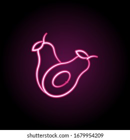 Avocado neon icon. Simple thin line, outline vector of dia de muertos icons for ui and ux, website or mobile application