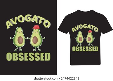 Diseño de camiseta obsesionada con aguacate, diseño de camiseta, camiseta de ropa, carácter lindo.