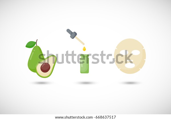 Download Avocado Oil Facial Mask Vector Flat Stock Vector Royalty Free 668637517 PSD Mockup Templates