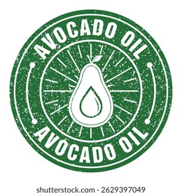 Ícone de óleo abacate. Abacate com a ilustração do vetor do logotipo da etiqueta da gota de óleo