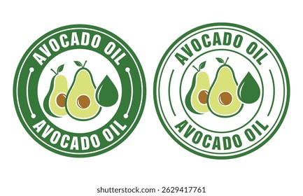 Avocado oil icon set. Avocado with oil drop logo design vector. Avocado oil label for product packaging design.