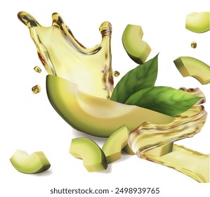 Avocado and oil. Vector illustration