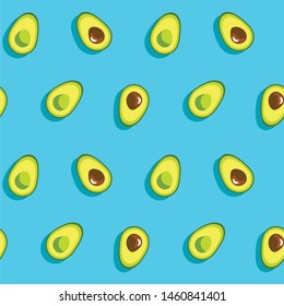 
Avocado on a blue background. seamless vector pattern