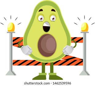 Avocado on construction yard, illustration, vector on white background.