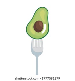 avocado on fork design, Fruit healthy organic food sweet and nature theme Vector illustration