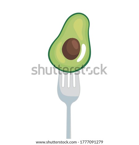 avocado on fork design, Fruit healthy organic food sweet and nature theme Vector illustration