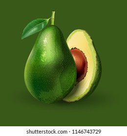 Avocado on green background