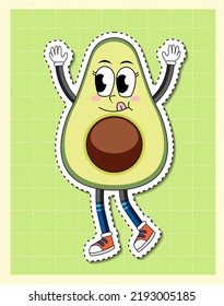 Aguacate en la ilustración de fondo de cuadrícula
